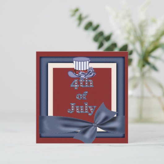 4de juli Partij Oom Sam Pet nodigt uit Kaart (Staand voorkant)