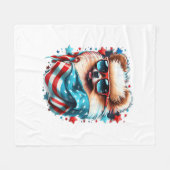 4de juli Patriotic Pommeren Dog VS-vlag Fleece Deken (Voorkant (Horizontaal))