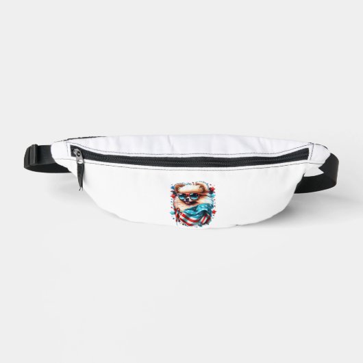 4de juli Patriotic Pommeren Dog VS-vlag Heuptasje (Voorkant)