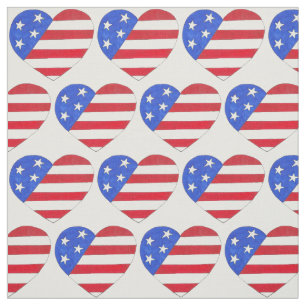 4de juli - Patriottisch Amerikaans vlaggenheart US Stof