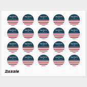 4de juli Patriottisch Rood Blauw Gepersonaliseerd Ronde Sticker (Vel)