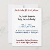 4de juli Picnic Independence Day Uitnodiging (Achterkant)