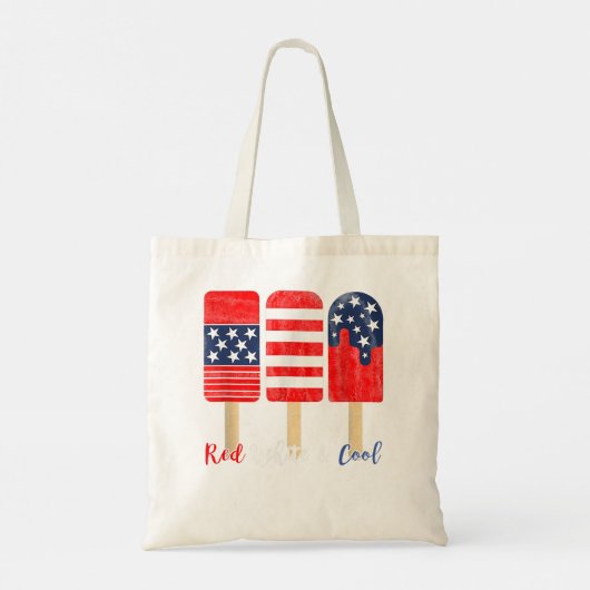 4de juli Popsicle Red White & Cool American Flag Tote Bag (Achterkant)