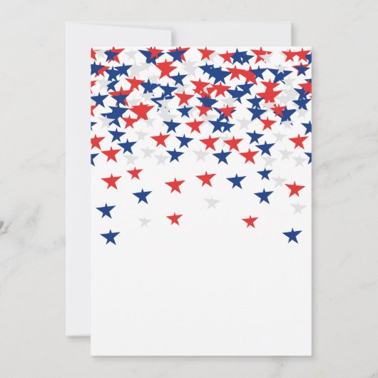 4de juli Raining Blue Red Star Party Kaart (Achterkant)