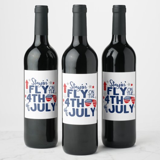 4de juli Red White Blue Celebration American Wijn Etiket (Flessen)