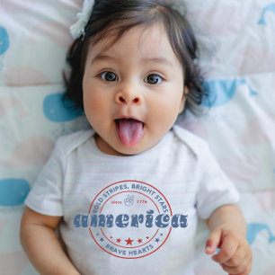 4de juli Red White Blue Modern Typografie Romper