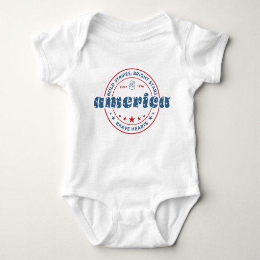 4de juli Red White Blue Modern Typografie Romper (Voorkant)