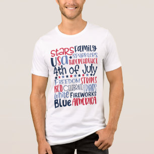 4de juli Red White Blue Modern Typografie Tri-Blend Shirt