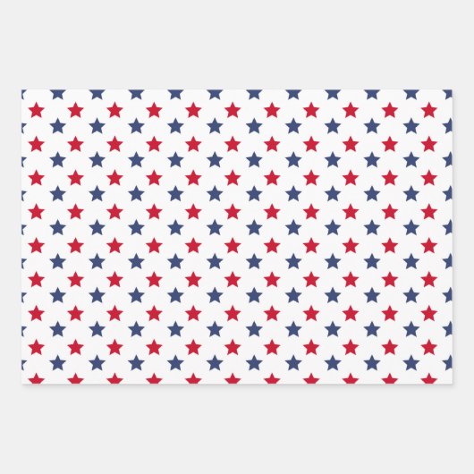 4de juli Red White Blue Stars 3 Inpakpapier Vel (Voorkant 3)