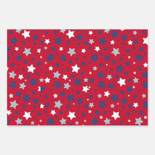 4de juli Red White Blue Stars 3 Inpakpapier Vel (Voorkant 2)