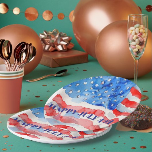 4de juli Rode Blauwe Stars Papieren Bordje (Multi)