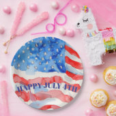 4de juli Rode Blauwe Stars Papieren Bordje (Feest)