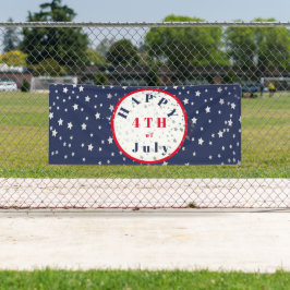 4de juli Rode Blauwe Stars Spandoek