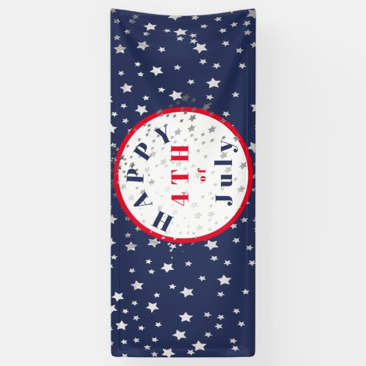 4de juli Rode Blauwe Stars Spandoek (Verticaal)