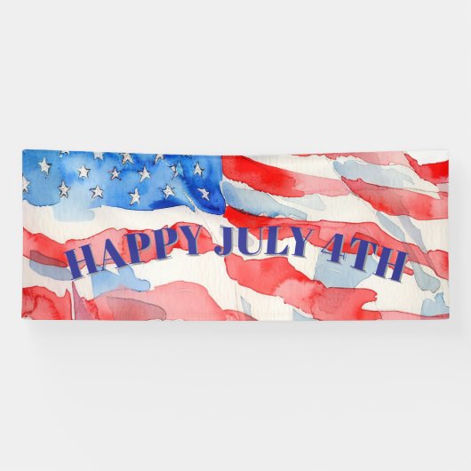 4de juli Rode Blauwe Stars Spandoek (Horizontaal)