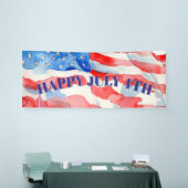 4de juli Rode Blauwe Stars Spandoek (Beurs)