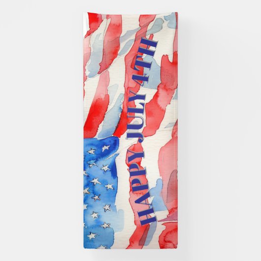 4de juli Rode Blauwe Stars Spandoek (Verticaal)