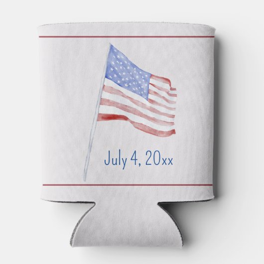 4de juli rode blauwe vlag blikjeskoeler (Achterkant)