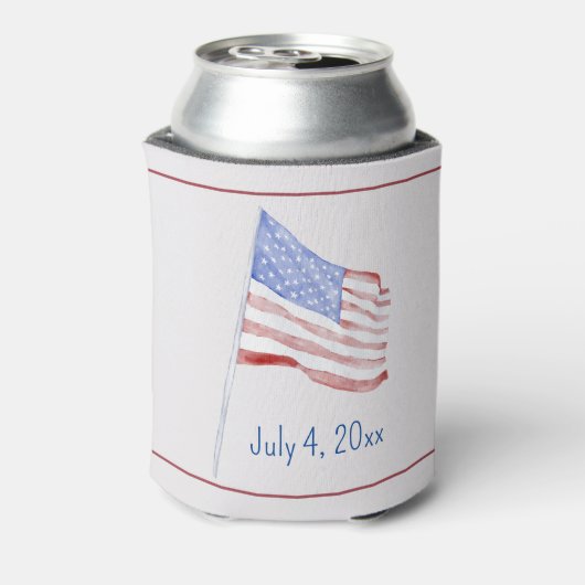 4de juli rode blauwe vlag blikjeskoeler (Blikje Achterkant)