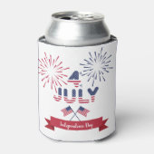 4de juli rode witte blauwe typografie aangepast blikjeskoeler (Blikje Voorkant)