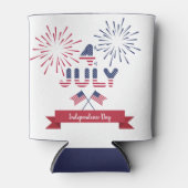 4de juli rode witte blauwe typografie aangepast blikjeskoeler (Voorkant)
