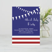 4de juli Rood, Wit & Blauwe Partij Uitnodiging (Staand voorkant)