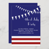 4de juli Rood, Wit & Blauwe Partij Uitnodiging (Voorkant / Achterkant)