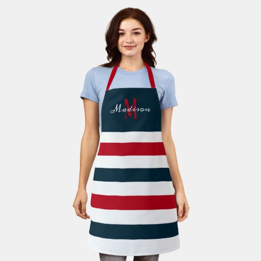 4de juli Rood Wit en Blauw Gepersonaliseerd Schort (Gedragen)