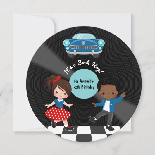 4de juli Sock Hop Party Kaart (Voorkant)