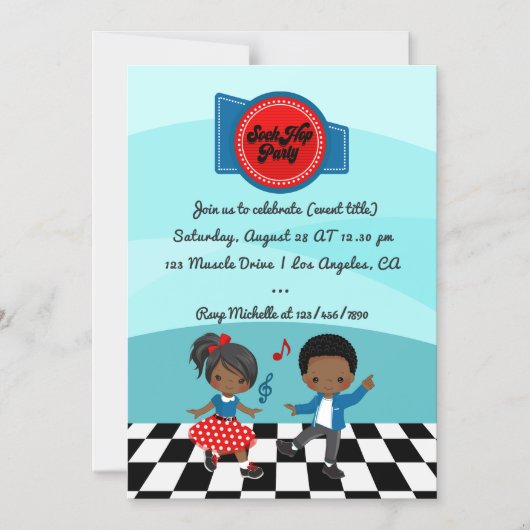 4de juli Sock Hop Party Magnetische Uitnodiging (Voorkant)