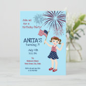 4de juli: Uitnodiging Girl Party (Staand voorkant)