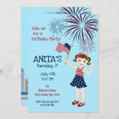 4de juli: Uitnodiging Girl Party (Voorkant / Achterkant)