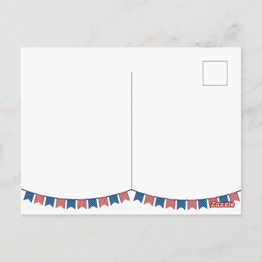 4de juli Uitnodiging Red White Blue Flag Waving (Achterkant)