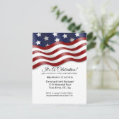 4de juli Uitnodiging Red White Blue Flag Waving Briefkaart (Staand voorkant)