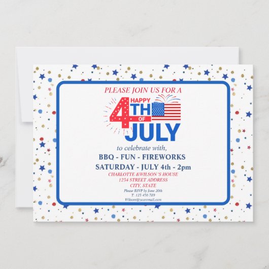 4de juli Uitnodiging tot feestvieren (Voorkant)