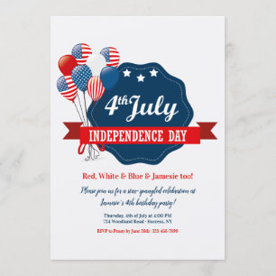 4de juli Uitnodiging van Balloons