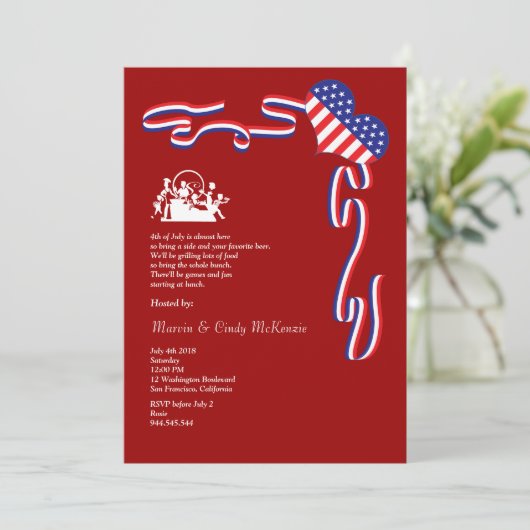 4de juli uitnodiging voor een blokpartij in het ba (Staand voorkant)