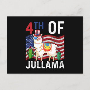 4de juli van juli jlama patriottische amerikaanse  briefkaart