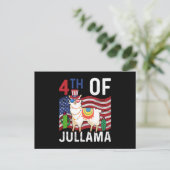 4de juli van juli jlama patriottische amerikaanse  briefkaart (Staand voorkant)