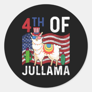 4de juli van juli jlama patriottische amerikaanse  ronde sticker