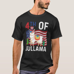 4de juli van juli jlama patriottische amerikaanse t-shirt