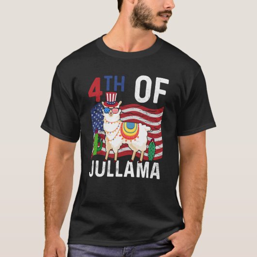 4de juli van juli jlama patriottische amerikaanse  t-shirt (Voorkant)