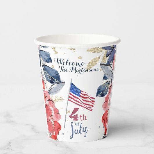 4de juli vlag Gepersonaliseerd Stijlvol Papieren Bekers (Achterkant)