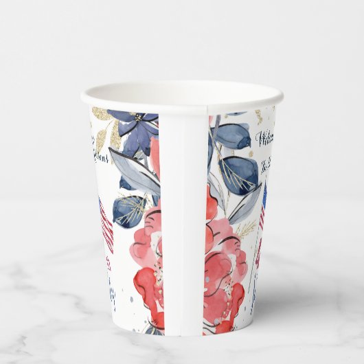 4de juli vlag Gepersonaliseerd Stijlvol Papieren Bekers (Rechts)