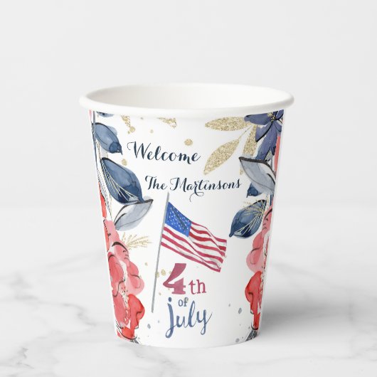 4de juli vlag Gepersonaliseerd Stijlvol Papieren Bekers (Voorkant)