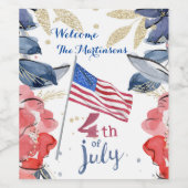 4de juli vlag Gepersonaliseerd Stijlvol Wijn Etiket (Enkel label)