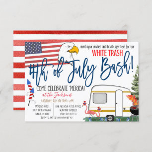4de juli White Trash Bash Invitation Kaart