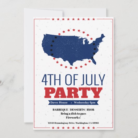 4de van de Nota van de Uitnodiging Amerika van de  (Voorkant)