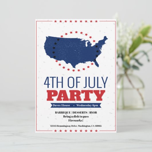 4de van de Nota van de Uitnodiging Amerika van de  (Staand voorkant)