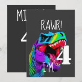 4de verjaardag Dinosaur Roar Kaart (Voorkant / Achterkant)